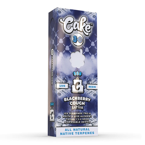 CAKE 3.0 Money Line Live Resin Ice Diamonds THC-A + Delta 8 Live Alchemy + THC-XR Disposable 3G - Blackberry Cough (Sativa)