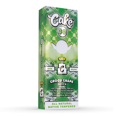 CAKE 3.0 Money Line Live Resin Ice Diamonds THC-A + Delta 8 Live Alchemy + THC-XR Disposable 3G - Grogu Grape (Indica)