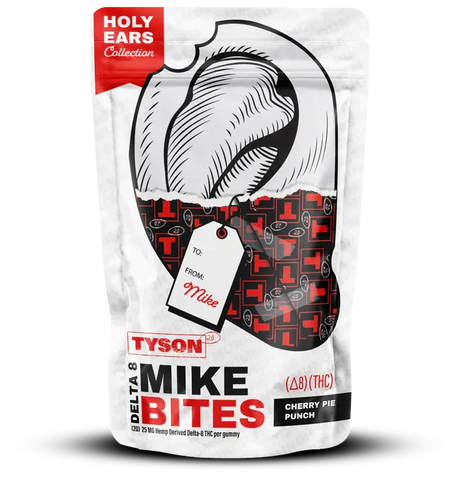 Tyson 2.0 – Mike Bites – Holy Ears Collection – Delta 8 Gummies 20ct Pouch 500mg – Cherry Pie Punch 