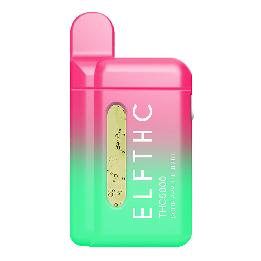 ELFTHC Eldarin Blend D8 + Live Resin 380mAh Rechargeable Vape Disposable 5000MG THC -  Sour Apple Bubble (Hybrid/Indica)