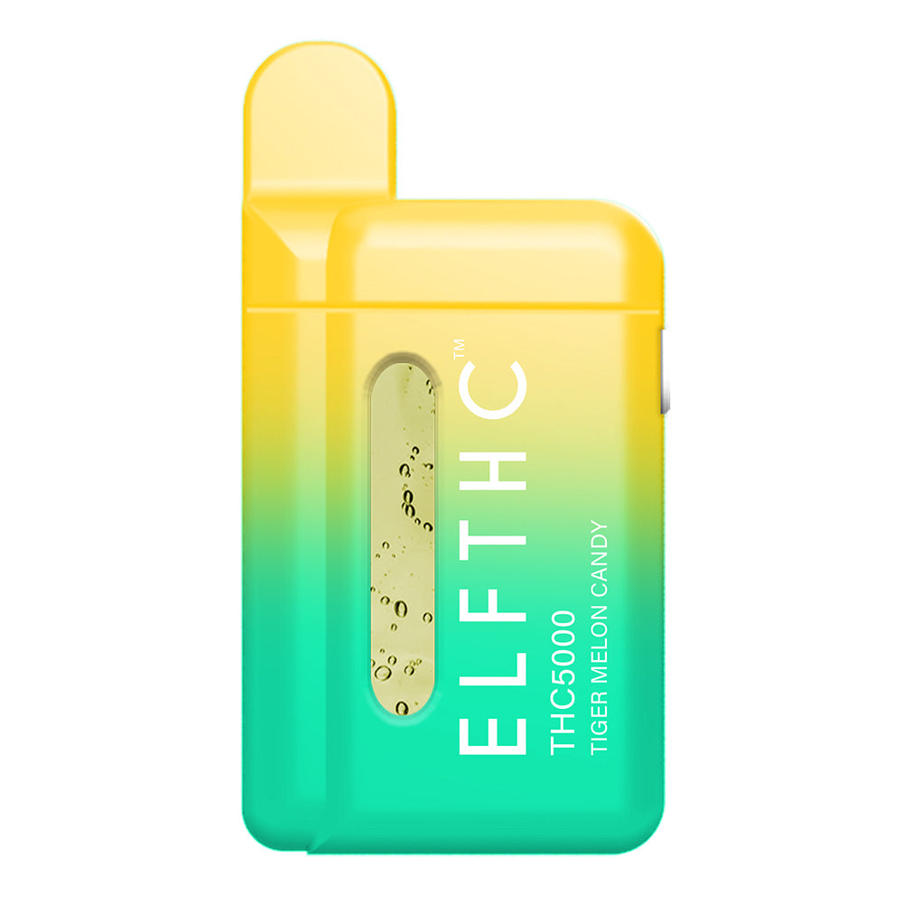 ELFTHC Eldarin Blend D8 + Live Resin 380mAh Rechargeable Vape Disposable 5000MG THC -  Tiger Melon Candy (Hybrid/Sativa)