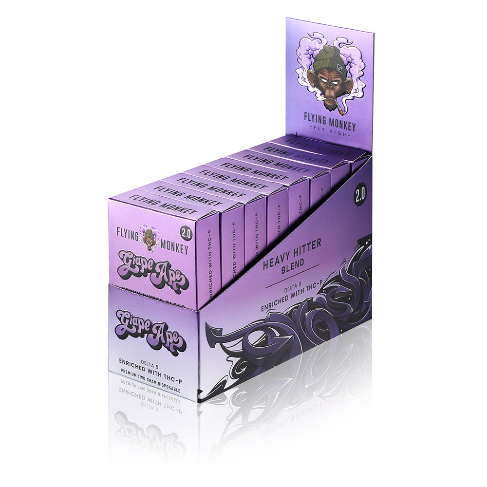 Flying Monkey Fly High Heavy Hitter Blend Delta-8 Enriched With THC-P Premium 2G Disposable Vape - Grape Ape 