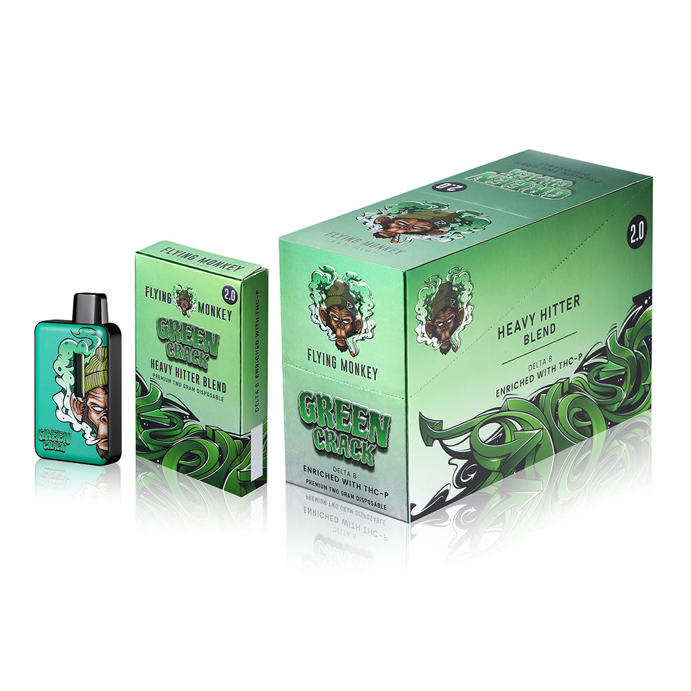Flying Monkey Fly High Heavy Hitter Blend Delta-8 Enriched With THC-P Premium 2G Disposable Vape - Green Crack 