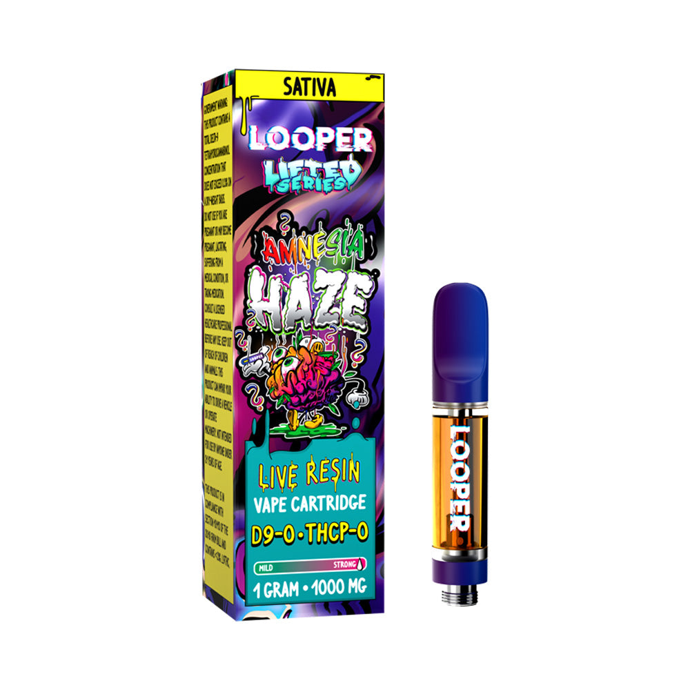 Looper Lifted Series 1000MG Live Resin D9-O + THCP-O Vape Cartridge 1G -  Amnesia Haze (Sativa)