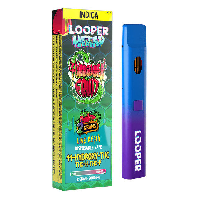 Looper Lifted Series 2000MG Live Resin 11-Hydroxy-THC + THC-H + THC-P Disposable Vape Device 2G -Forbidden Fruit (Indica)
