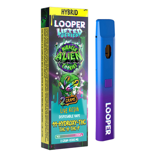 Looper Lifted Series 2000MG Live Resin 11-Hydroxy-THC + THC-H + THC-P Disposable Vape Device 2G - Miracle Alien Cookies (Hybrid)
