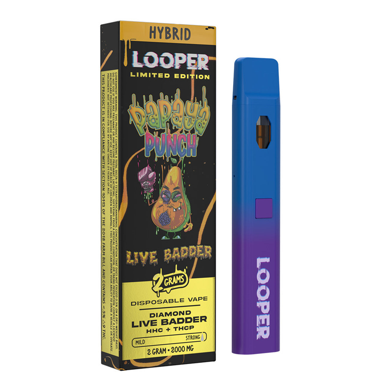 Looper Limited Edition Delta Diamond Live Badder + HHC + THCP Disposable Vape Device 2G - Guava (Sativa)