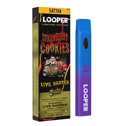 Looper Limited Edition Delta Diamond Live Badder + HHC + THCP Disposable Vape Device 2G - Strawberry Cookies (Sativa)v