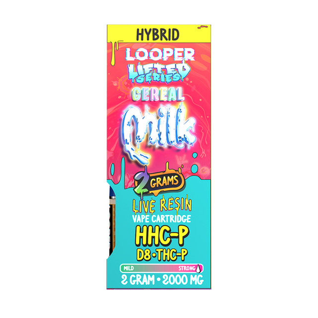Looper Live Resin Lifted Series 2000MG D8 + THC-P + HHC-P Vape Cartridge 2G - Cereal Milk 
