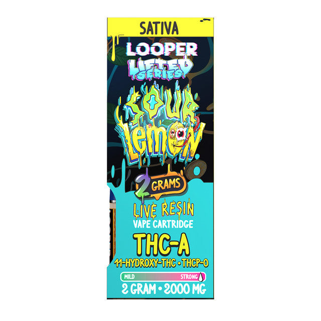 Looper Live Resin Lifted Series 2000MG THC-A + 11-HYDROXY-THC + THCP-O Vape Cartridge 2G  - Sour Lemon (Sativa) 