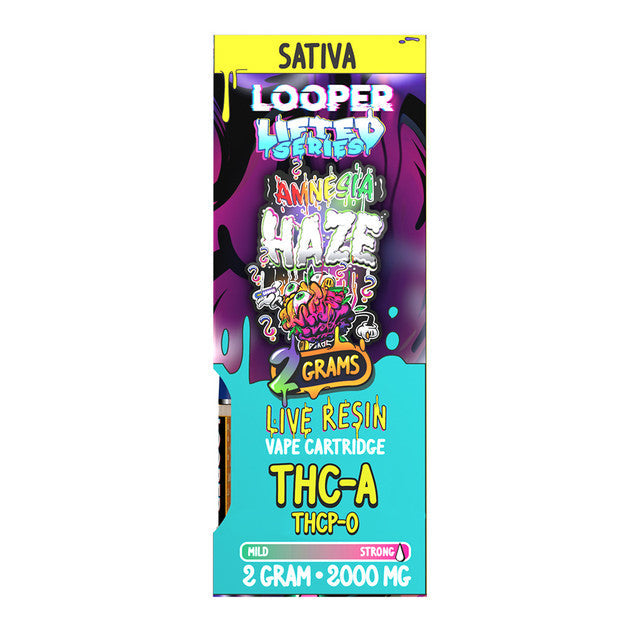 Looper Live Resin Lifted Series 2000MG THC-A + THCP-O Vape Cartridge 2G -Amnesia Haze (Sativa) 