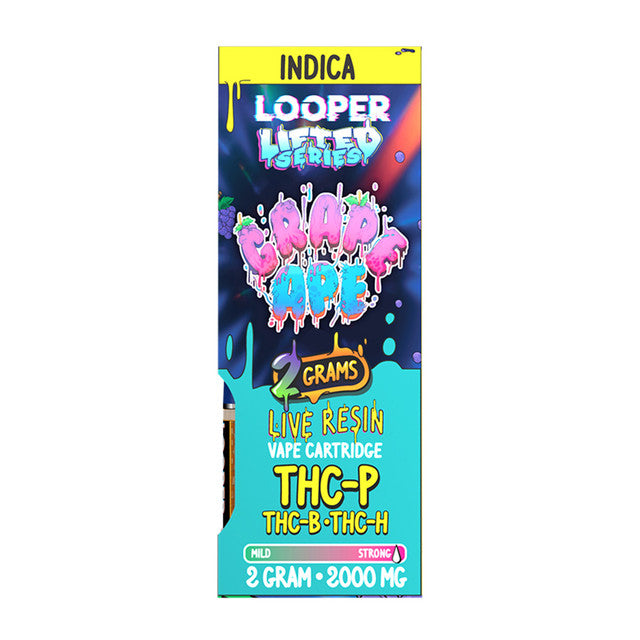 Looper Live Resin Lifted Series 2000MG THC-B + THC-H + THC-P Vape Cartridge 2G - Grape Ape (Indica)