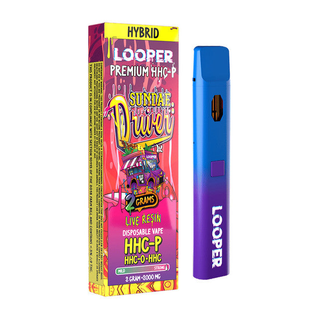 Looper Live Resin Premium HHC-P 2000MG HHC-P + HHC-O + HHC Rechargeable Disposable Vape Pen 2G - Sundae Driver (Hybrid)