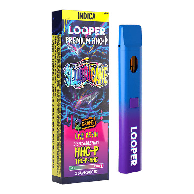 Looper Live Resin Premium HHC-P 2000MG HHC-P + THC-P + HHC Rechargeable Disposable Vape Pen 2G -  Slurricane (Indica)
