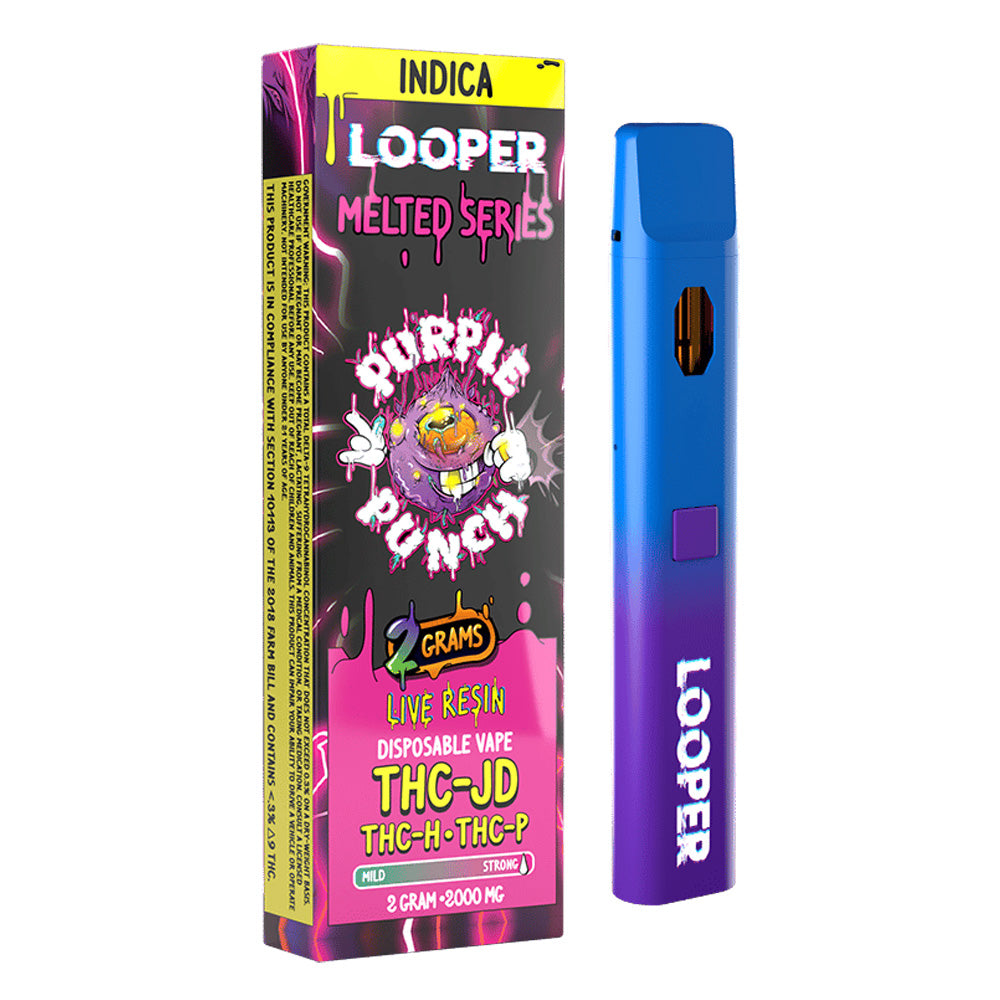 Looper Melted Series 2000MG Live Resin THC-JD + THC-H + THC-P Disposable Vape Device 2G - Purple Punch (Indica)