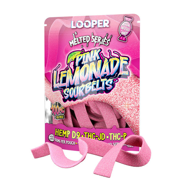 Looper Melted Series Delta Hemp D9 + THC-JD + THC-P Sour Belts 1000MG - Pink Lemonade Sourbelts 