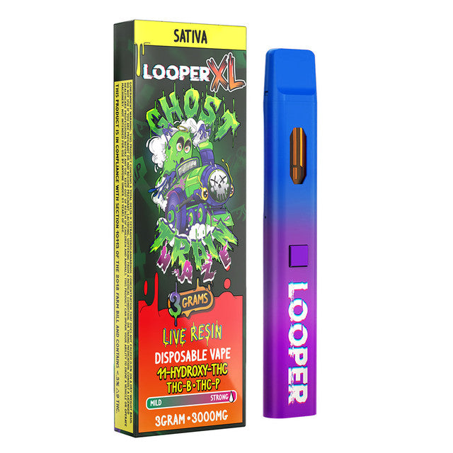 Looper XL 3000MG Live Resin 11-HYDROXY-THC + THC-B + THC-P Disposable Vape Device 3G - Ghost Train Haze (Sativa)