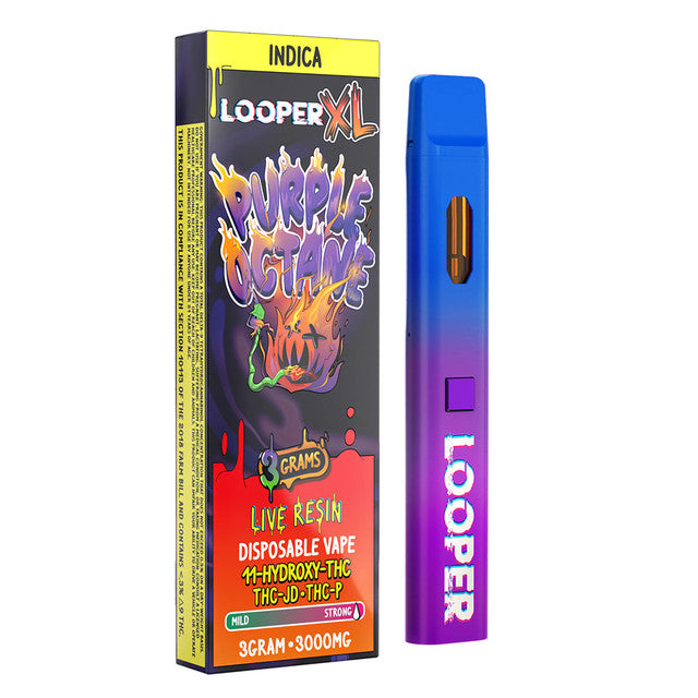 Looper XL 3000MG Live Resin 11-HYDROXY-THC + THC-JD + THC-P Disposable Vape Device 3G - Purple Octane (Indica) 