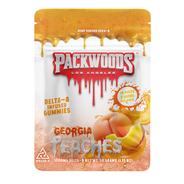 Packwoods 1000MG Delta 8 Gummies - 10ct Pouch  -  Georgia Peaches