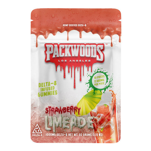 Packwoods 1000MG Delta 8 Gummies - 10ct Pouch - Strawberry Limeade 
