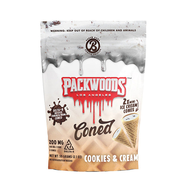 Packwoods x Baked Bags Exotic Edibles Coned 200MG Delta-8 Ice Cream Cone - Cookies & Cream 