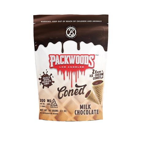 Packwoods x Baked Bags Exotic Edibles Coned 200MG Delta-8 Ice Cream Cone - Milk Chocolate 