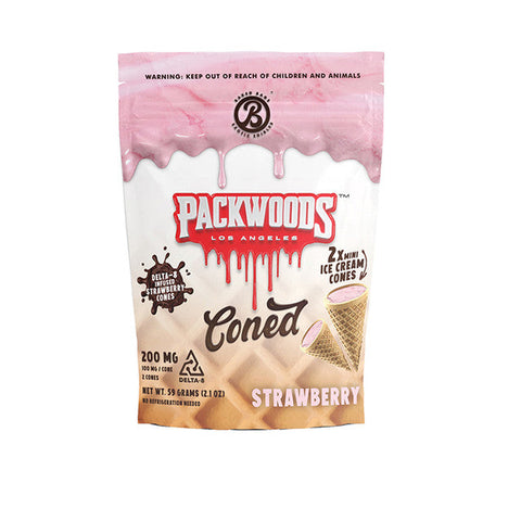 Packwoods x Baked Bags Exotic Edibles Coned 200MG Delta-8 Ice Cream Cone - Strawberry 