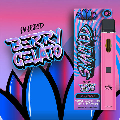 Purlyf Smacked 3000MG THCH + HHCP + D8 + D11 Live Resin Disposable Vape 3G - Berry Gelato 