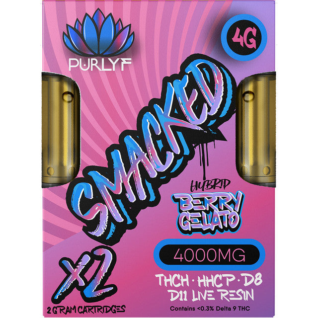 Purlyf Smacked X2 4000MG THCH + HHCP + D8 + D11 Live Resin Vape Cartridge 4G - Berry Gelato 