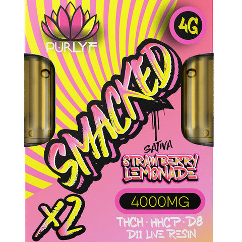 Purlyf Smacked X2 4000MG THCH + HHCP + D8 + D11 Live Resin Vape Cartridge 4G - Strawberry Lemonade 
