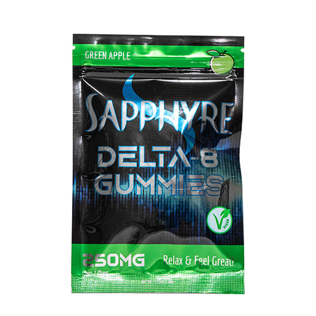 Sapphyre 250MG Delta-8 Infused Gummies - 10 ct Pouch - Green Apple