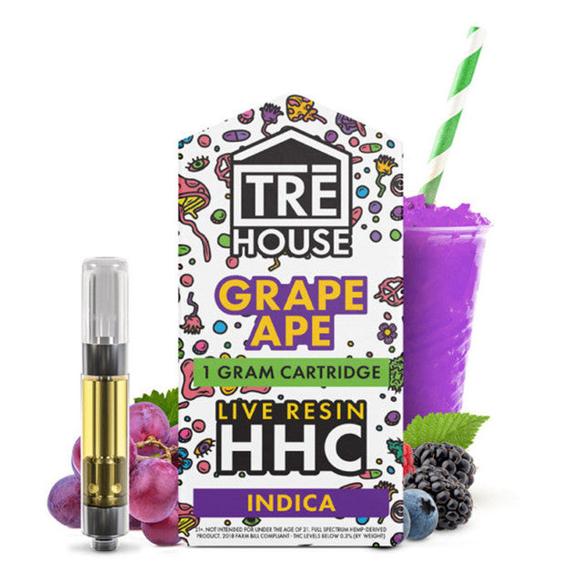TRE House 1G Live Resin HHC Vape Cartridge - Grape Ape 