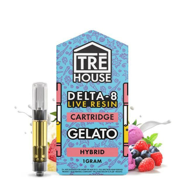 TRE House 907MG Delta 8 Live Resin Vape Cartridge 1G - Gelato 