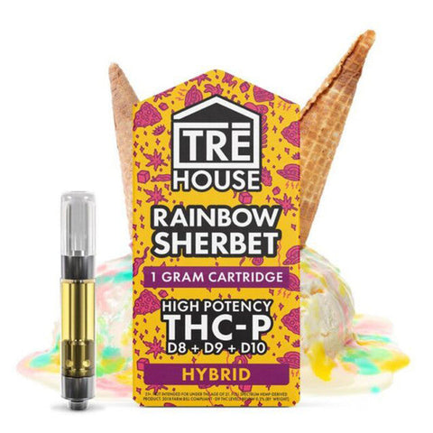 TRE House D8 High Potency D9 + D10 + THC-P Vape Cartridge 1G  - Rainbow Sherbet 