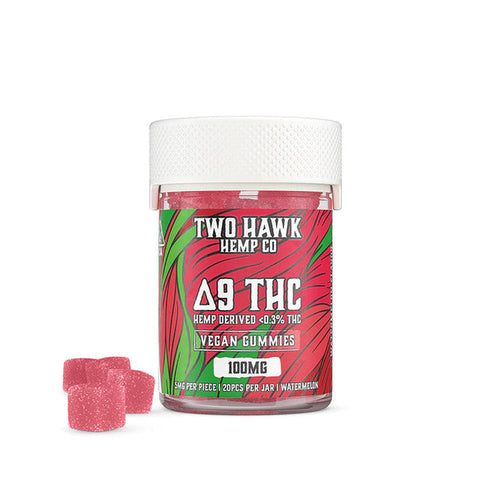 Two Hawk Hemp Co. 100MG Delta-9 THC Infused Vegan Gummies - Watermelon 