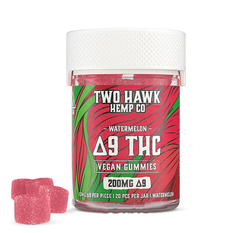 Two Hawk Hemp Co. 200MG Delta-9 THC Infused Vegan Gummies - Watermelon 