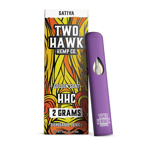 Two Hawk Hemp Co. 2G HHC Dual Air Flow Rechargeable Disposable Device 2ML - Golden Coat 
