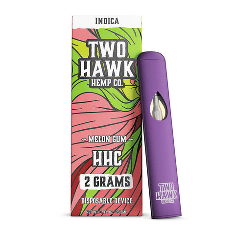 Two Hawk Hemp Co. 2G HHC Dual Air Flow Rechargeable Disposable Device 2ML - Melon Gum 
