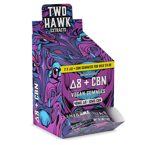 Two Hawk Extracts 40MG Delta-8 + 10MG CBN Infused Vegan Gummies