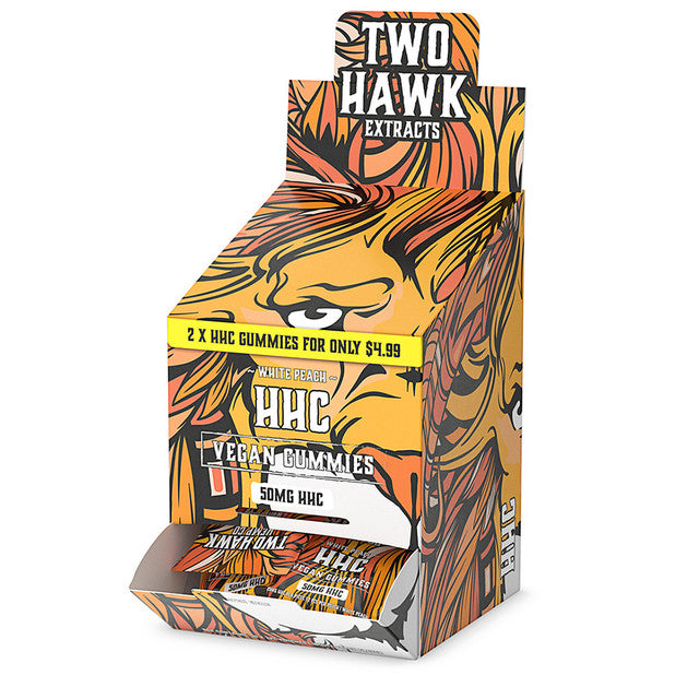 Two Hawk Extracts 50MG HHC Infused Vegan Gummies - White Peach 