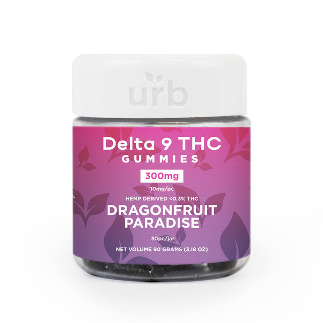 Urb 300MG Delta 9 THC Hemp Derived Gummies - 30ct Jar - Dragonfruit Paradise