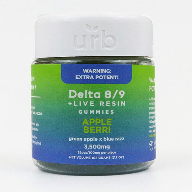 Urb 3500MG Delta 8/Delta 9 + Live Resin Gummies - Apple Berri 