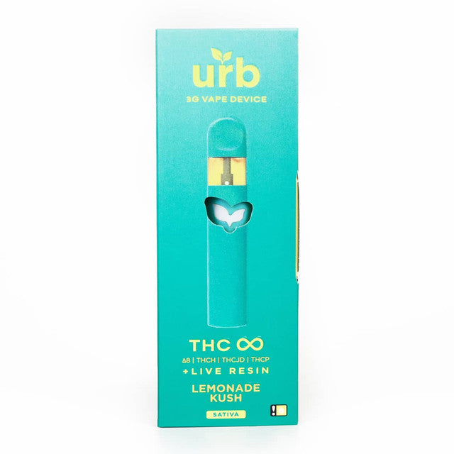 Urb 3G THC Infinity + D8 + THCH + THCJD + THCP Live Resin Disposable Vape Device - Lemonade Kush 