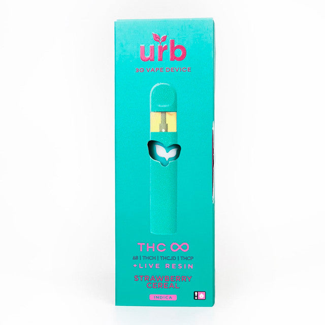 Urb 3G THC Infinity + D8 + THCH + THCJD + THCP Live Resin Disposable Vape Device - Strawberry Cereal 