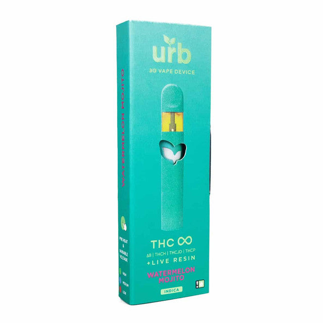 Urb 3G THC Infinity + D8 + THCH + THCJD + THCP Live Resin Disposable Vape Device - Watermelon Mojito 