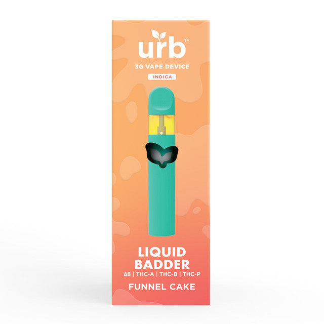 Urb Liquid Badder Delta-8 + THCA + THC-B + THC-P Disposable Vape Device 3G - Funnel Cake (Indica)