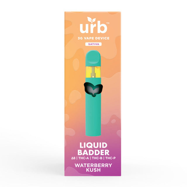 Urb Liquid Badder Delta-8 + THCA + THC-B + THC-P Disposable Vape Device 3G - Waterberry Kush (Sativa)