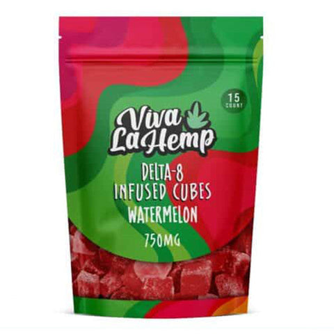 Viva La Hemp Delta 8 Exotic Blend HHC + CBN Infused Cubes Gummies 750MG - Watermelon 