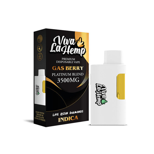Viva La Hemp Platinum Blend Live Resin Premium Rechargeable Disposable Vape 3500MG - Gas Berry 