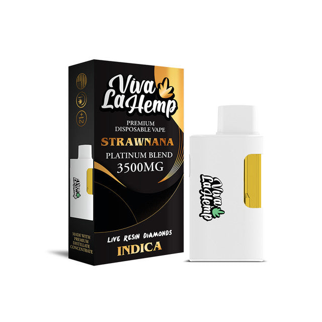 Viva La Hemp Platinum Blend Live Resin Premium Rechargeable Disposable Vape 3500MG - Strawnana 